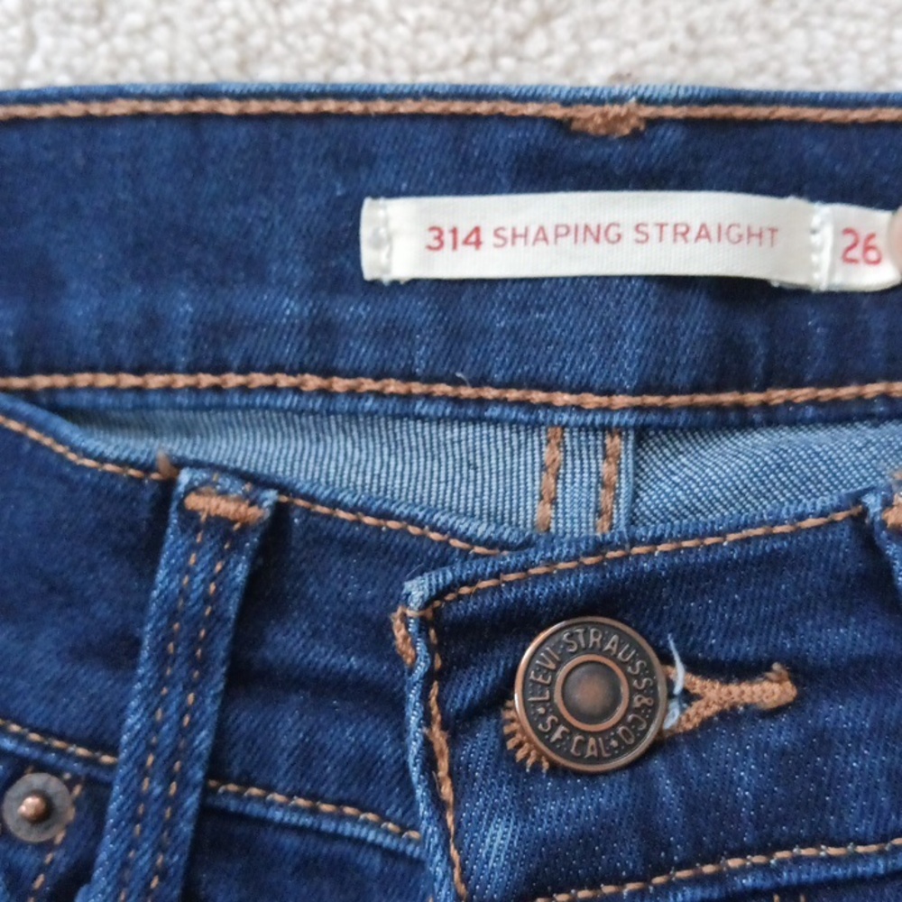 W13"-14.5" Levi's Stretch Classic Dark Blue Straight Leg Jeans For Women